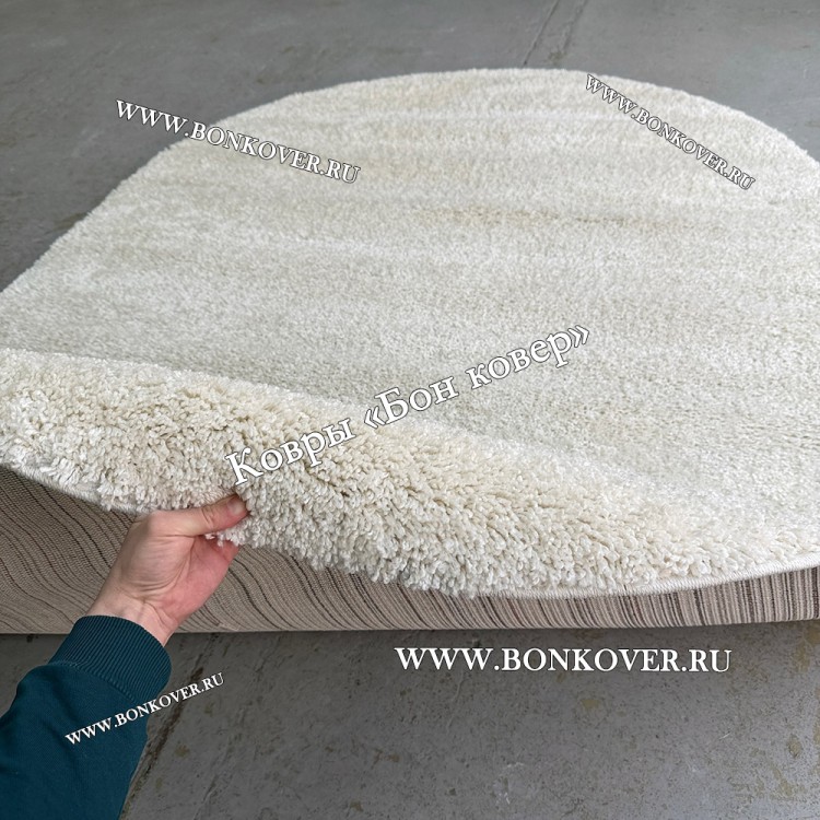 Длинноворсный Ковер Шагги Белый Овальный